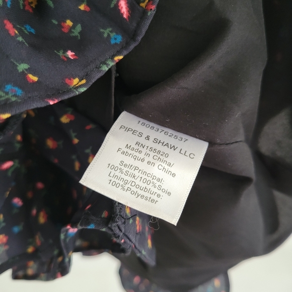 Veronica Beard Riggins Silk Long-Sleeve Dress Black Flowers Floral Size 4 $195 - Picture 7 of 9